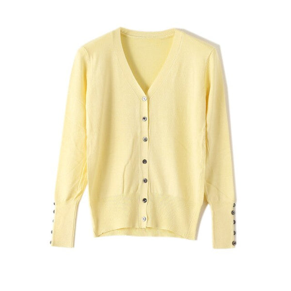 High Quality Shell Cufflinks Knitted Cardigan Shirt Top Female Loose Shawl Autumn Women's Sweater Jacket