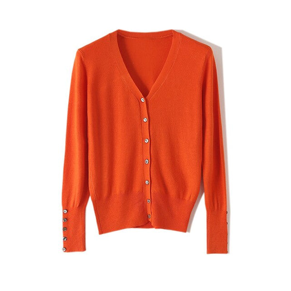 High Quality Shell Cufflinks Knitted Cardigan Shirt Top Female Loose Shawl Autumn Women's Sweater Jacket