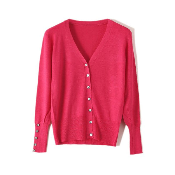 High Quality Shell Cufflinks Knitted Cardigan Shirt Top Female Loose Shawl Autumn Women's Sweater Jacket