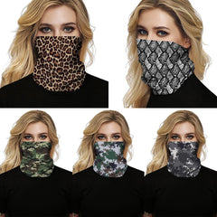 Unisex Leopard Camouflage Face Cover Scarf Washable Rave Bandana Neck Gaiter Tube Headwear For Women Men Dustproof Face Scarf