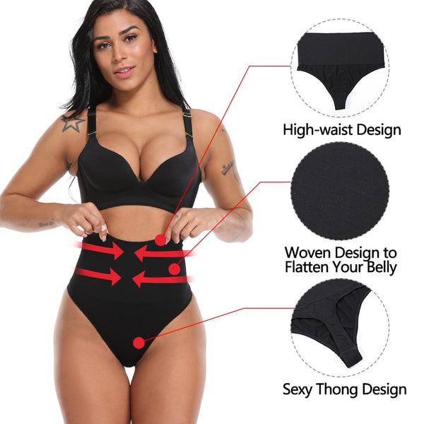 Women Thong Panty Shaper High Waist Tummy Control Panties Slimming Underwear Waist Trainer Shaping Briefs Butt Lifter Shapewear | Vimost Shop.