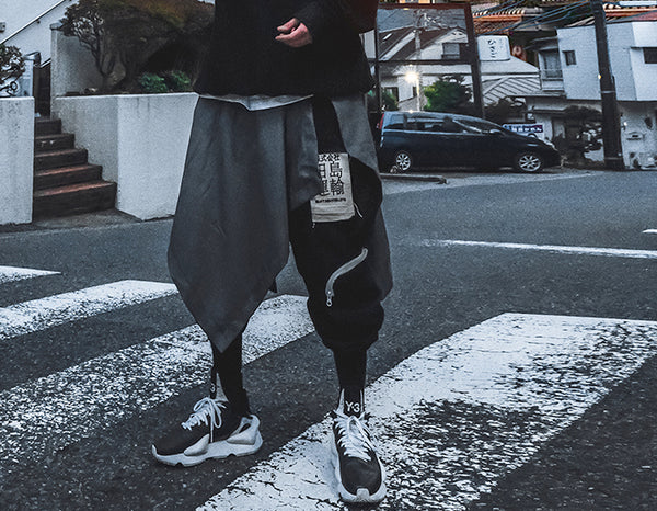 Irregular Hip Hop Men Harem Skirt Pants Harajuku Adjustable Streetwear Black Pleated Apron Gothic Jogger Trouser | Vimost Shop.