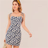 Multicolor Knotted Strap Floral Print Cami Pencil Dress Women Summer Sleeveless Bodycon Bohemian Mini Dresses | Vimost Shop.