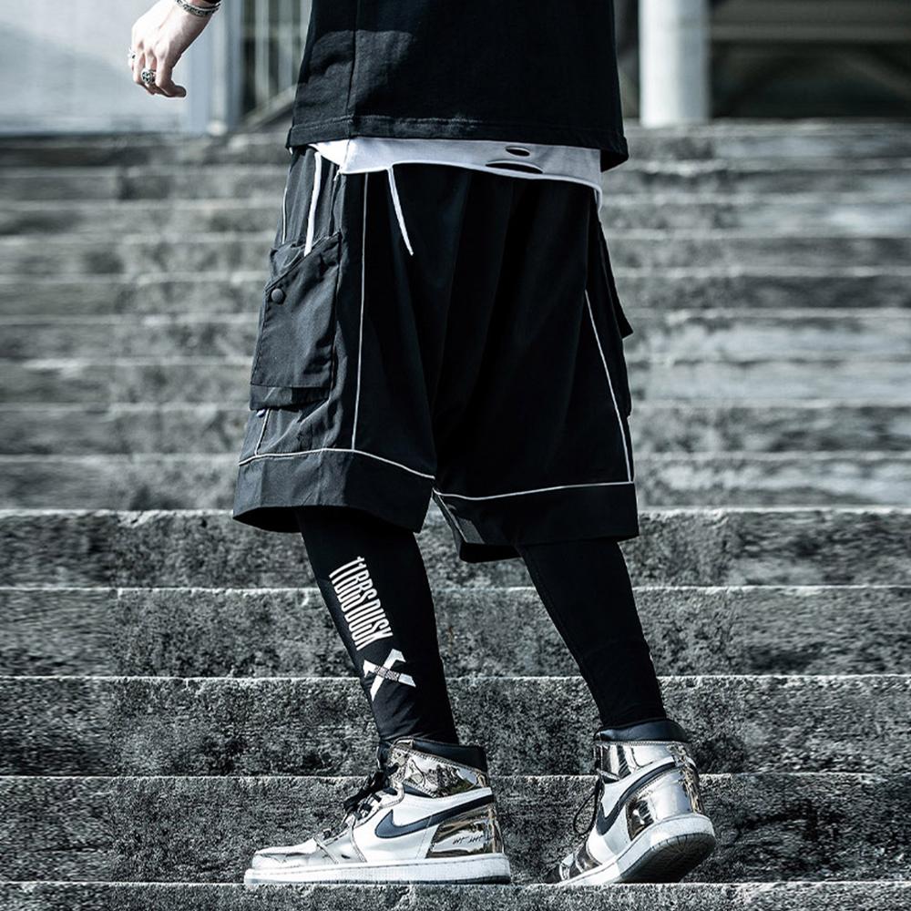 Reflective Hip Hop Shorts Mens Summer Tactical Knee Length Male Short Pants Joggers Streetwear Cargo Shorts | Vimost Shop.