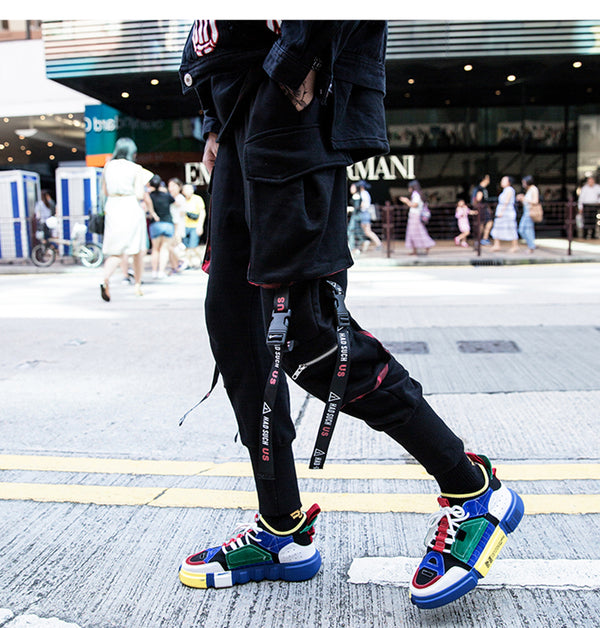 Ribbons Pockets Harem Pants Men Streetwear Autumn Winter Sweatpants Hip Hop Joggers Slim Men Pencil Pants | Vimost Shop.