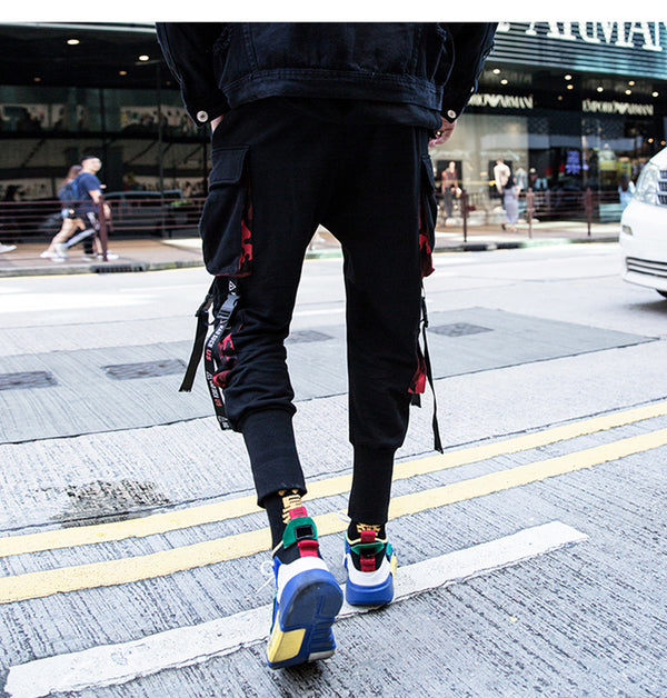 Ribbons Pockets Harem Pants Men Streetwear Autumn Winter Sweatpants Hip Hop Joggers Slim Men Pencil Pants | Vimost Shop.