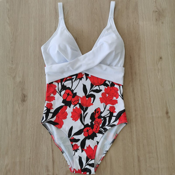 One Piece Swimsuit Women Print Sexy Black White Bodysuit Swimwear | Vimost Shop.