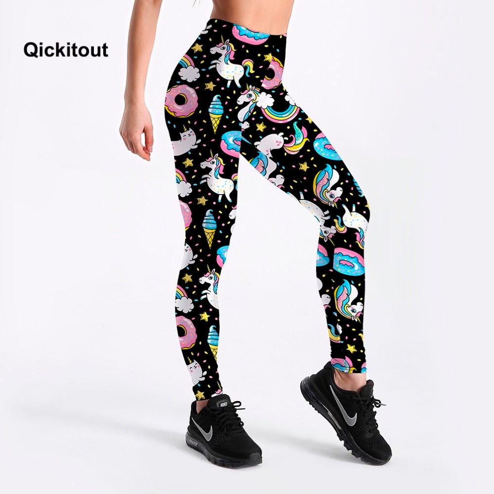 Womens Cartoon Ice Cream God Horse Leggings Print Fitness Legging Sexy Silm Leging Star Stretch Pants | Vimost Shop.