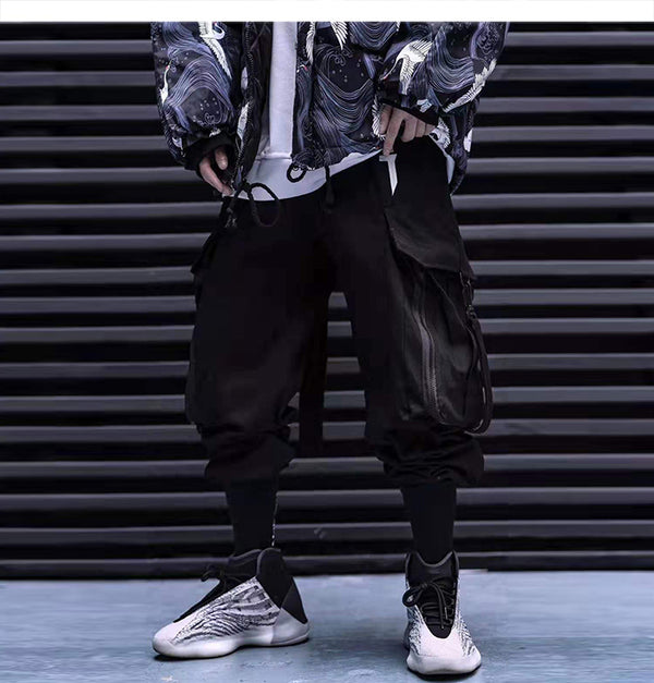Multi Pocket Hip Hop Pants Men Ribbon Elastic Waist Harajuku Streetwear Joggers Mens Trousers Techwear Pants | Vimost Shop.
