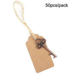 50pcs/pack Vintage Metal Skeleton Key Bottle Opener With Tag Card DIY Gifts For Guests Rustic Wedding Souvenir Birthday