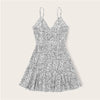 Surplice Wrap Belted Dalmatian Print Ruffle Hem Cami Dress Women Summer Asymmetrical Hem Boho Short Dresses | Vimost Shop.