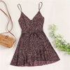Surplice Wrap Belted Dalmatian Print Ruffle Hem Cami Dress Women Summer Asymmetrical Hem Boho Short Dresses | Vimost Shop.