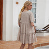 Khaki Allover Print Flutter Sleeve Buttoned Babydoll Dress Women Summer High Waist Loose Cute Smock Short Dresses | Vimost Shop.