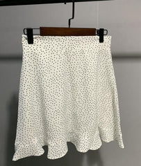 Women Dots Mini Skirt Green White Saia High Waistline Faldas sexy Skirts Summer