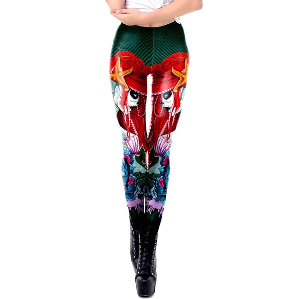 Halloween Sugar Skull Leggings For Women Girl Rose Print Fantastic Workout Party Ankle Pant | Vimost Shop.