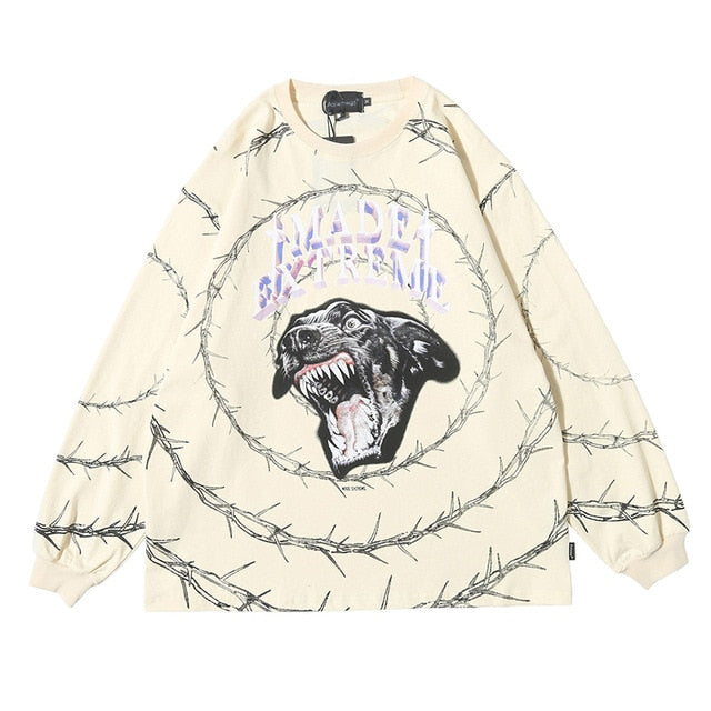 Sweatshirt Men Vicious Dog Printed Hip Hop Street Style Hoodies Streetwear | Vimost Shop.