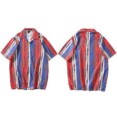 Men Hawaiian Shirt Chain Belt Retro Style Harajuku Beach Shirt