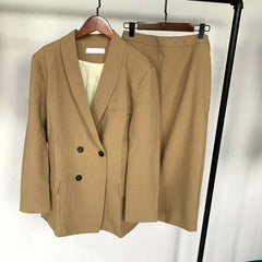 Women Blazer Suits Doule Breasted Pink Blazer High Waist Skirt Office Lady Sets