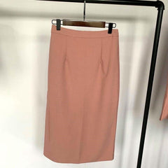 Women Blazer Suits Doule Breasted Pink Blazer High Waist Skirt Office Lady Sets