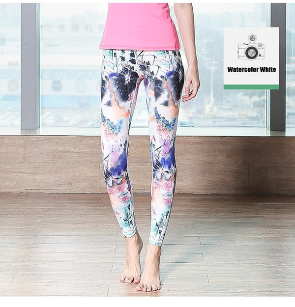 Sport Leggings Gym Elastic Romantic Printed Long Tights | Vimost Shop.
