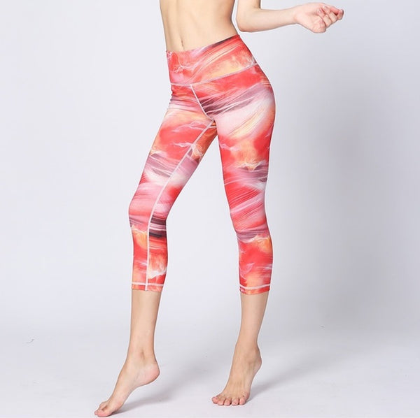 Sport Leggings Gym Elastic Romantic Printed Long Tights | Vimost Shop.