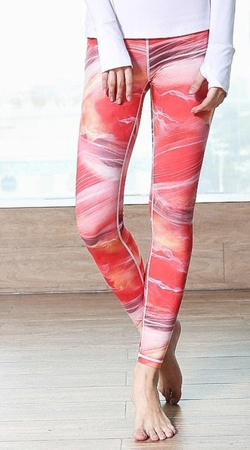 Sport Leggings Gym Elastic Romantic Printed Long Tights | Vimost Shop.