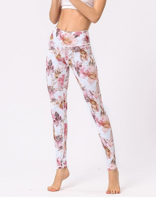 Sport Leggings Gym Elastic Romantic Printed Long Tights | Vimost Shop.