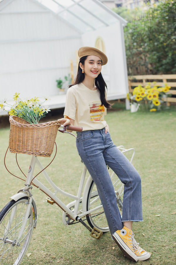 Retro Style Summer New Arrival Pure Cotton Letters Embroidered Leisure Short Sleeve T-shirt | Vimost Shop.