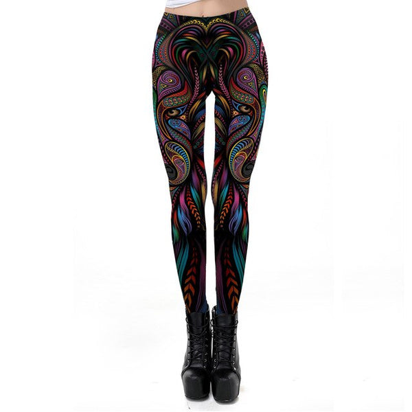 Mask Paisley Mandala Skull Leggings for Women Leggins Digital Print Sexy Fantastic Ankle Pant | Vimost Shop.
