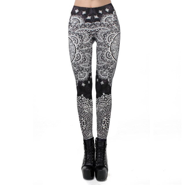 Mask Paisley Mandala Skull Leggings for Women Leggins Digital Print Sexy Fantastic Ankle Pant | Vimost Shop.