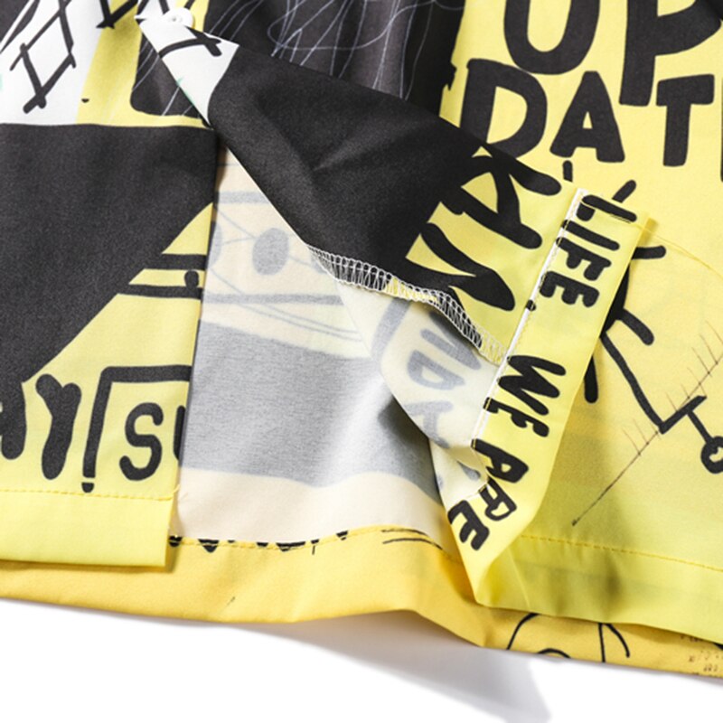 Hip Hop Shirts Graffiti Printing Hawaii Aloha Fancy Beach Streetwear Summer Men Casual Short Sleeve Holiday Shirt | Vimost Shop.