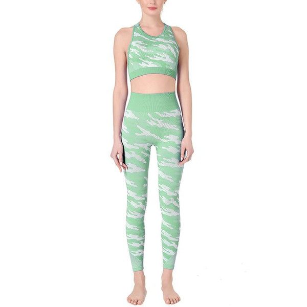 2PCS Camo Yoga Set Sports Wear For Women Gym Fitness Clothing Booty Yoga Leggings + Sport Bra GYM Sport Suit Femme 2020 New | Vimost Shop.