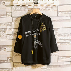 Funny Eiffel Tower Letter Print O-Neck Fitness Tshirt Men Summer Streetwear Fashion T shirt Male White Oversized Hip-hop T-shirt