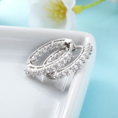 925 Sterling Silver Hoop Earrings for Women Sparkling Cubic Zirconia Wedding Jewelry Gift for Girls