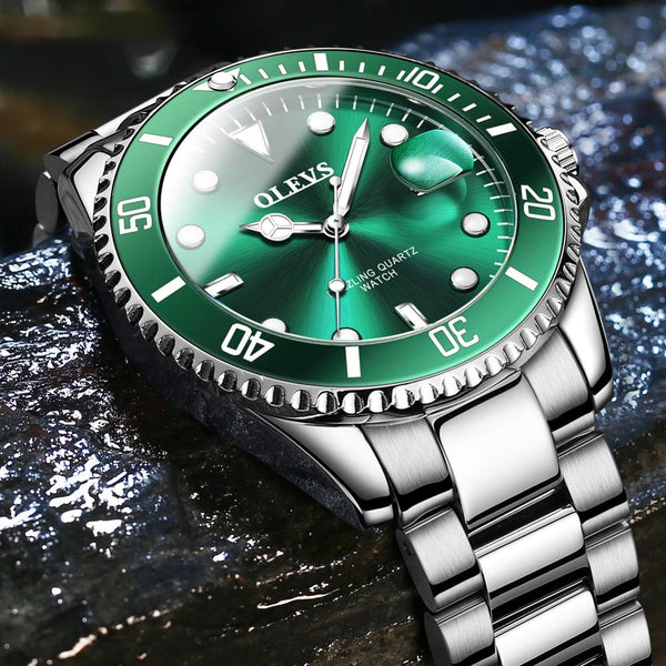 Mens Watches Top Brand Luxury Fashion Waterproof Luminous Hand Green Dial Quartz Sports Wristwatch Gifts for Men | Vimost Shop.