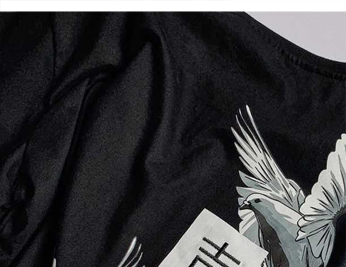 Japanese Harajuku T Shirts Men/Women SS Peace Dove Print Hip Hop Streetwear Oversize Short Sleeve Shirtrs | Vimost Shop.