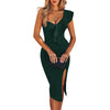 Women One Shoulder Bandage Dress Elegant Ruffles Red Bandage Dress Sexy Party Night Club Dress | Vimost Shop.