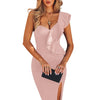 Women One Shoulder Bandage Dress Elegant Ruffles Red Bandage Dress Sexy Party Night Club Dress | Vimost Shop.