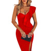 Women One Shoulder Bandage Dress Elegant Ruffles Red Bandage Dress Sexy Party Night Club Dress | Vimost Shop.