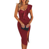Women One Shoulder Bandage Dress Elegant Ruffles Red Bandage Dress Sexy Party Night Club Dress | Vimost Shop.