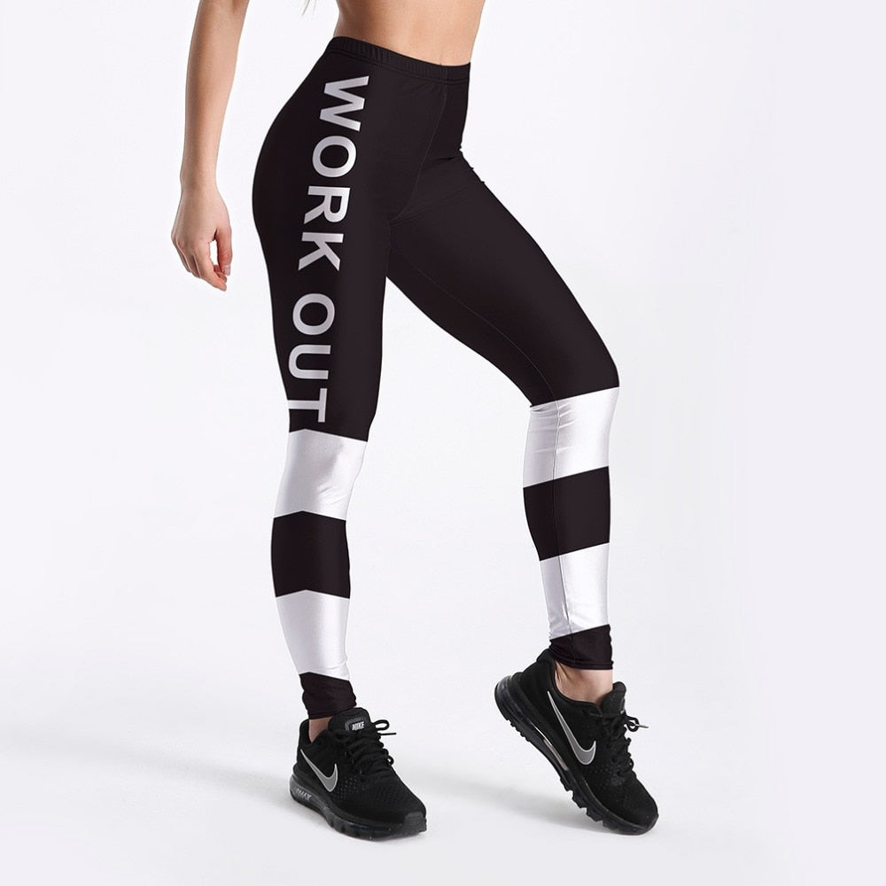 Fashion Workout Women Leggings Fitness Athleisure Clothing White Letter Printed Leggings S-4XL | Vimost Shop.