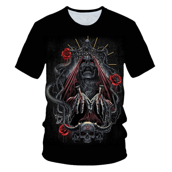 Skull Beauty Rock Cool 3D t shirts Mens Motorcycle Punk 3D Printed T shirt Men Clothes tshirt | Vimost Shop.
