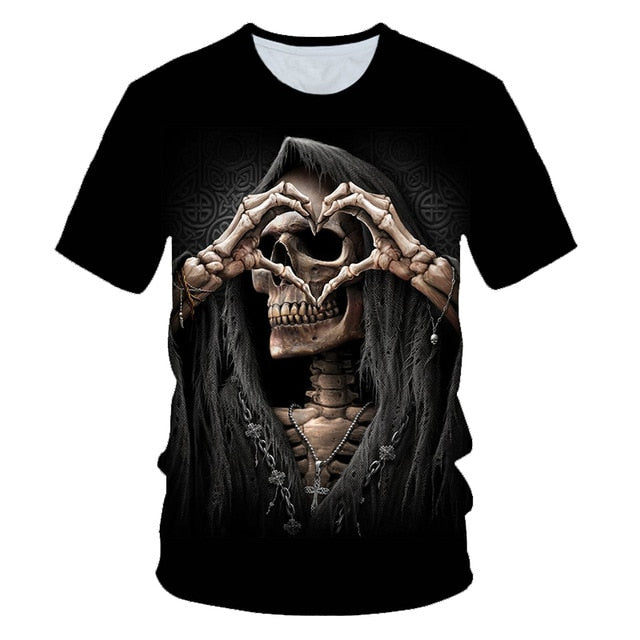 Skull Beauty Rock Cool 3D t shirts Mens Motorcycle Punk 3D Printed T shirt Men Clothes tshirt | Vimost Shop.