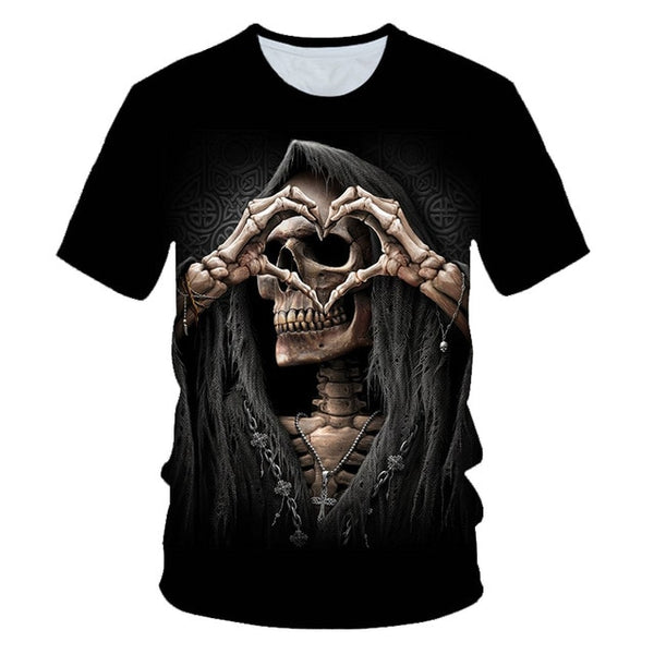 Skull Beauty Rock Cool 3D t shirts Mens Motorcycle Punk 3D Printed T shirt Men Clothes tshirt | Vimost Shop.