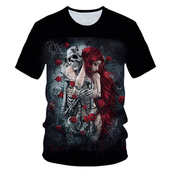 Skull Beauty Rock Cool 3D t shirts Mens Motorcycle Punk 3D Printed T shirt Men Clothes tshirt | Vimost Shop.