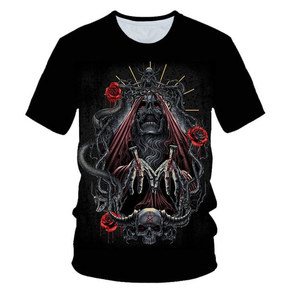 Skull Beauty Rock Cool 3D t shirts Mens Motorcycle Punk 3D Printed T shirt Men Clothes tshirt | Vimost Shop.