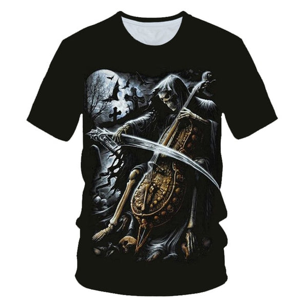 Skull Beauty Rock Cool 3D t shirts Mens Motorcycle Punk 3D Printed T shirt Men Clothes tshirt | Vimost Shop.