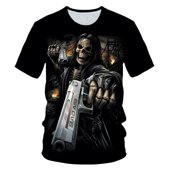 Skull Beauty Rock Cool 3D t shirts Mens Motorcycle Punk 3D Printed T shirt Men Clothes tshirt | Vimost Shop.