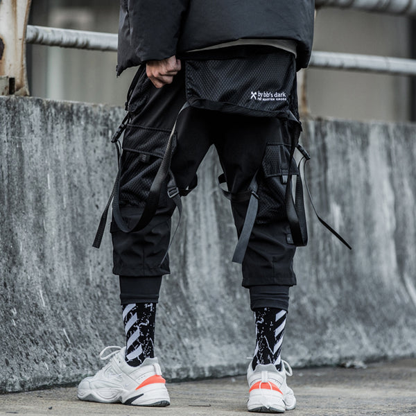 Ribbons Multi Pockets Cargo Pants Men Harajuku Casual Track Trouser Hip Hop Streetwear Techwear Pants Joggers Men | Vimost Shop.