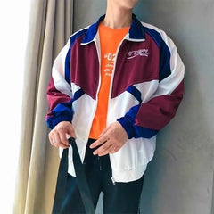 Hip Hop Spring Men's Fashion Hit Color Casual Baseball Uniform Jackets Mens Streetwear Wild Loose Harajuku Bomber Jacket S-3XL